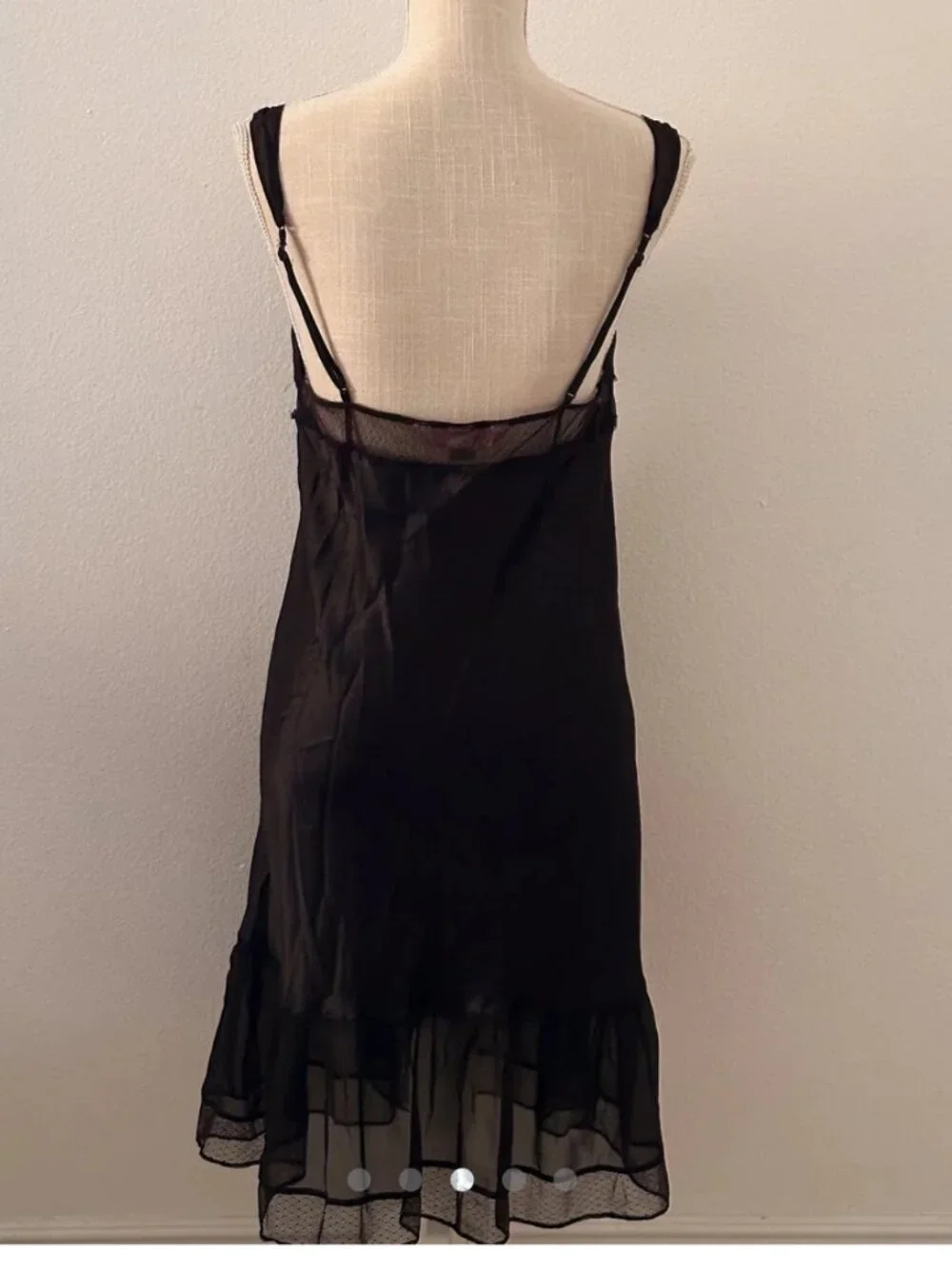 Vintage Victoria's Secret Black Satin & Lace Slip Dress Sz Medium Indie Romantic